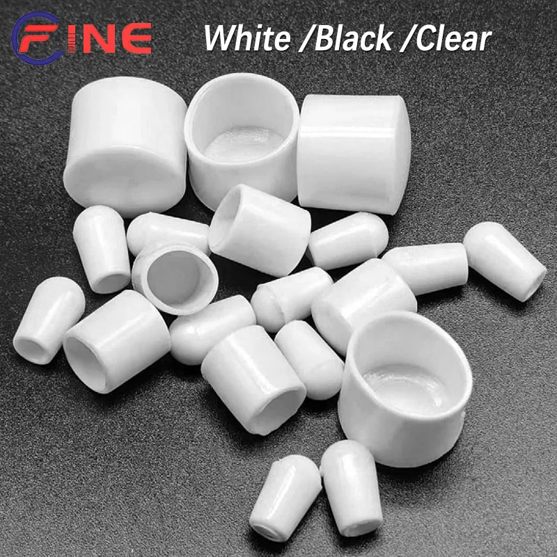 PVC Round Rubber End Cap Tips Foot Cover Female Caps Tube Insert Stoppers Coat hanger Wire Steel Pipe Plastic Thread Protector