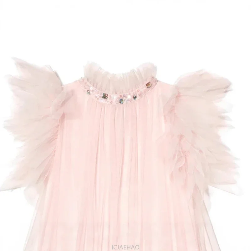 Party Dress Summer New Children Girls Halter Neck Tulle Cake Tutu Skirt Princess Gown Costume Kids Pageant Show Outfit Daily
