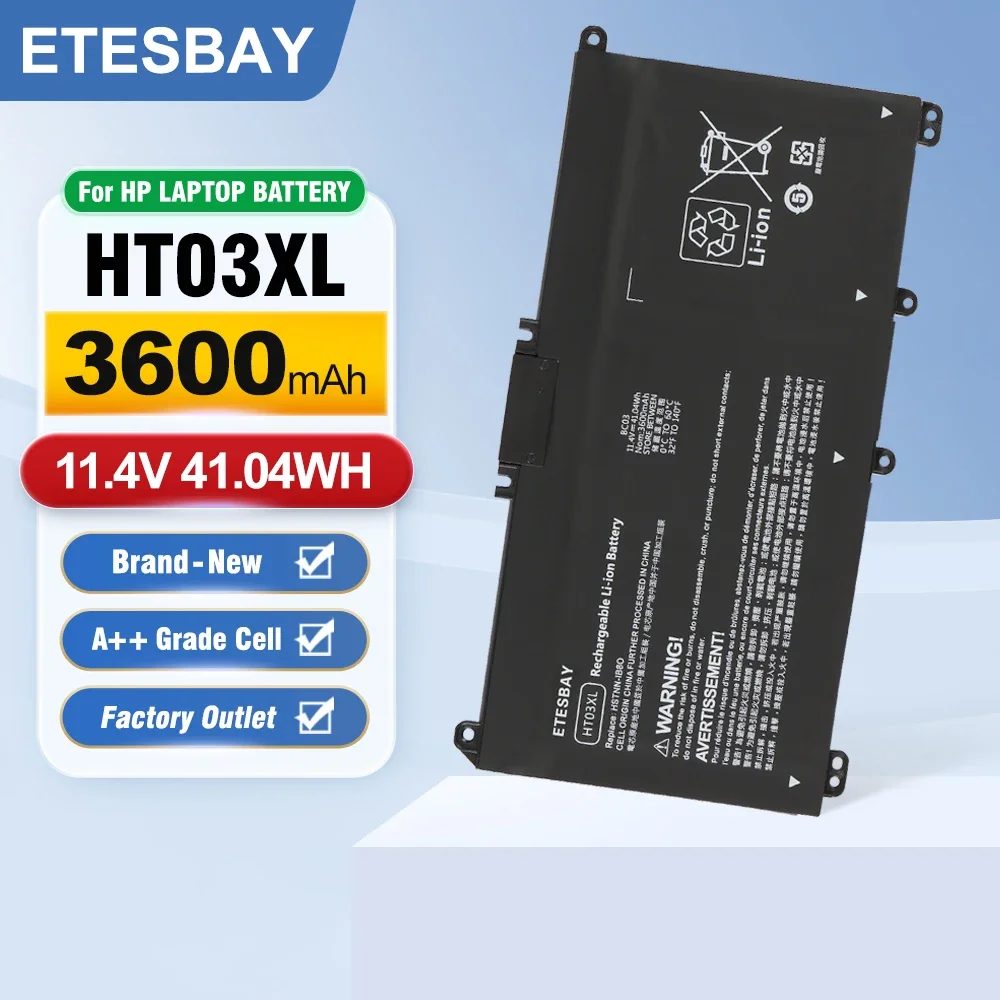 ETESBAY HT03XL Laptop Battery Replacement For HP 14-ma0312ng 14-df1000 14m-dh1003dx 14s-cr2002TU 14-CE0025TU 14-CE0034TX  41.7WH