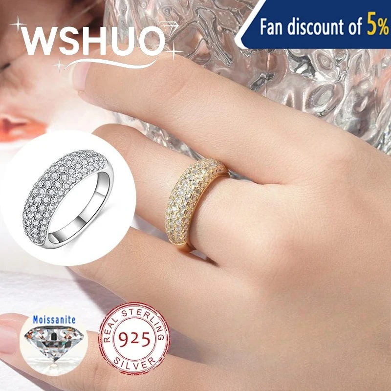 

WSHUO 1.5ct Moissanite 18K Gold Plated S925 Sterling Silver Dome Ring Luxury Pave Setting for A Bold and Elegant Statement GRA