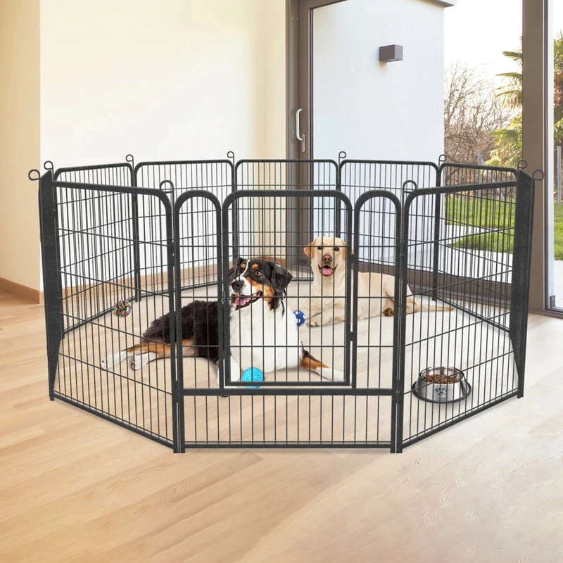 

Dog Playpen Pet Dog Fence Outdoor Dog Fence Metal 32 inch Height Dogs Pen Exercise Pet Playpen Dogs Fences for RV Camping Yard