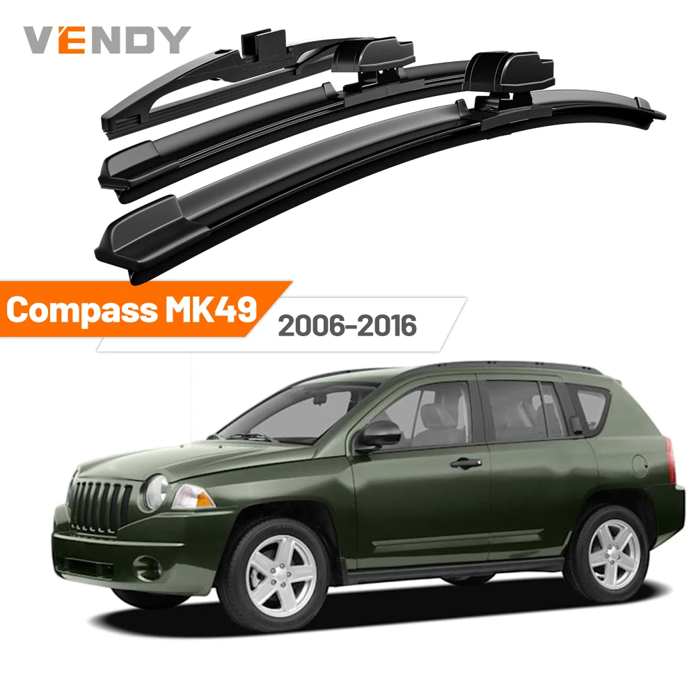 

For Jeep Compass MK49 2006-2016 2007 2008 2009 2010 2011 2012 2013 Front & Rear Windshield Wiper Blades Windscreen Wipers Set