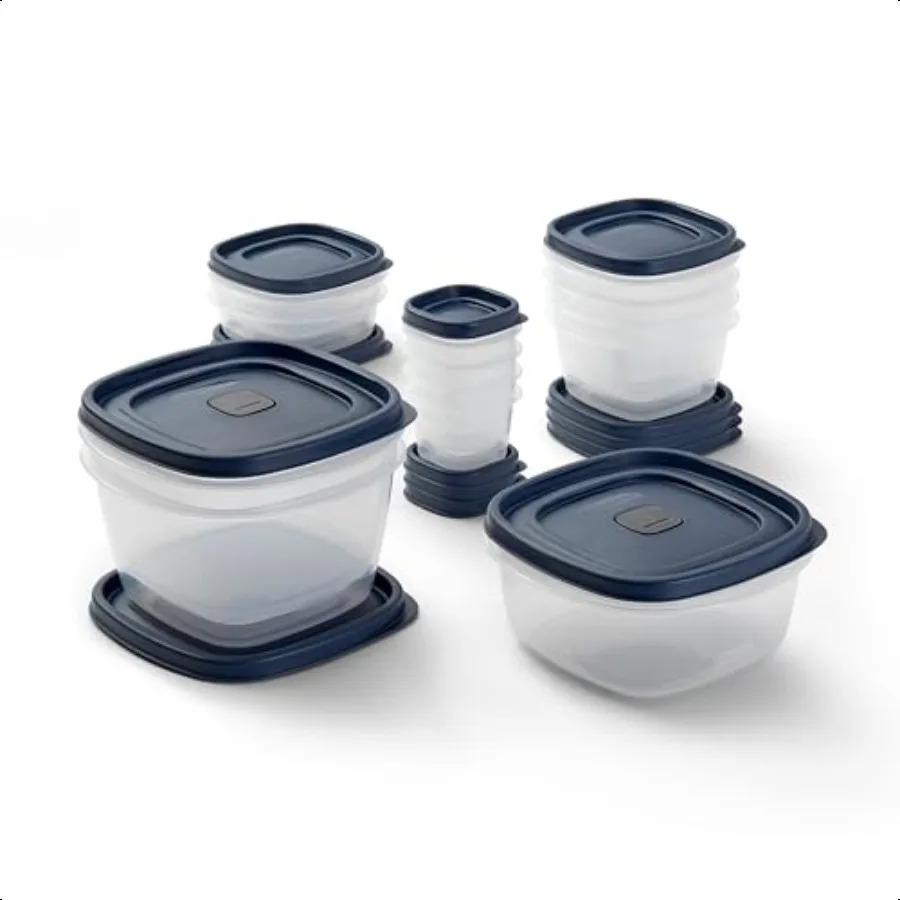 

Контейнеры для хранения продуктов Rubbermaid Easy Find с крышками и вентилируемыми крышками, набор из 26 предметов, синий