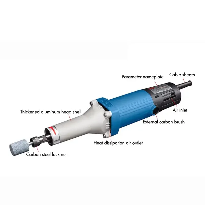 750W Electric Grinder High Power Carving Machine Straight Grinder Adjustable Speed Polishing Power Tool