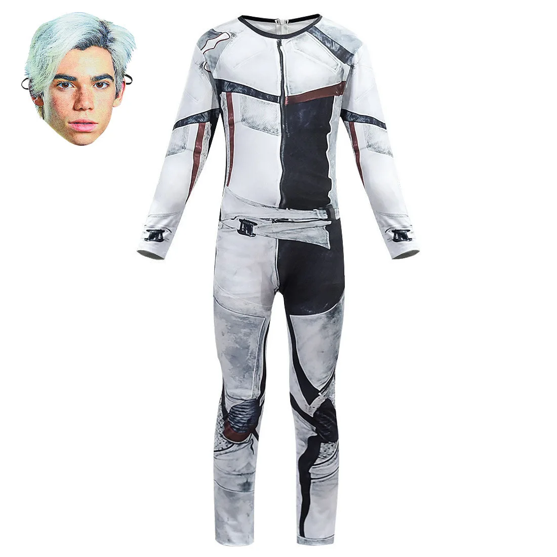 Halloween D-Descendants 3 Boys Costume Jay Carlos Cosplay Bodysuit+gloves+mask Sets Carnival Dress Up Suit for Kids Party Gifts