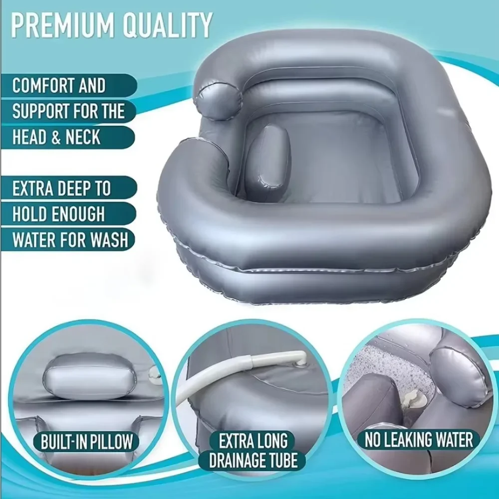 Inflatable Shampoo Basin - Portable Shampoo Bowl, Hair Wash Tub for Dreadlocks and at Home Sink Washing
