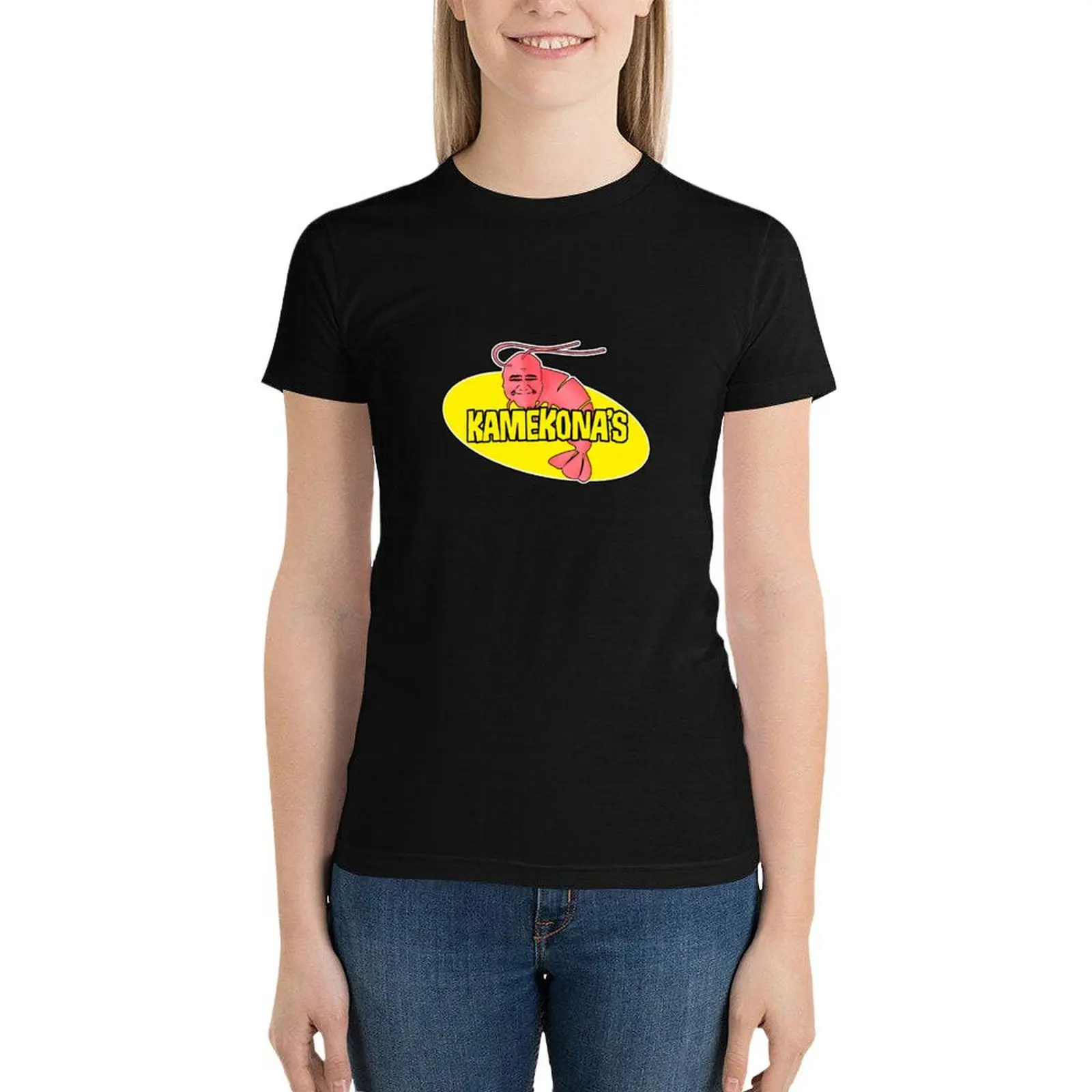 Kamekona's Shrimp Logo (Outline) T-Shirt graphics Short sleeve tee aesthetic clothes plus size tops Woman T-shirts