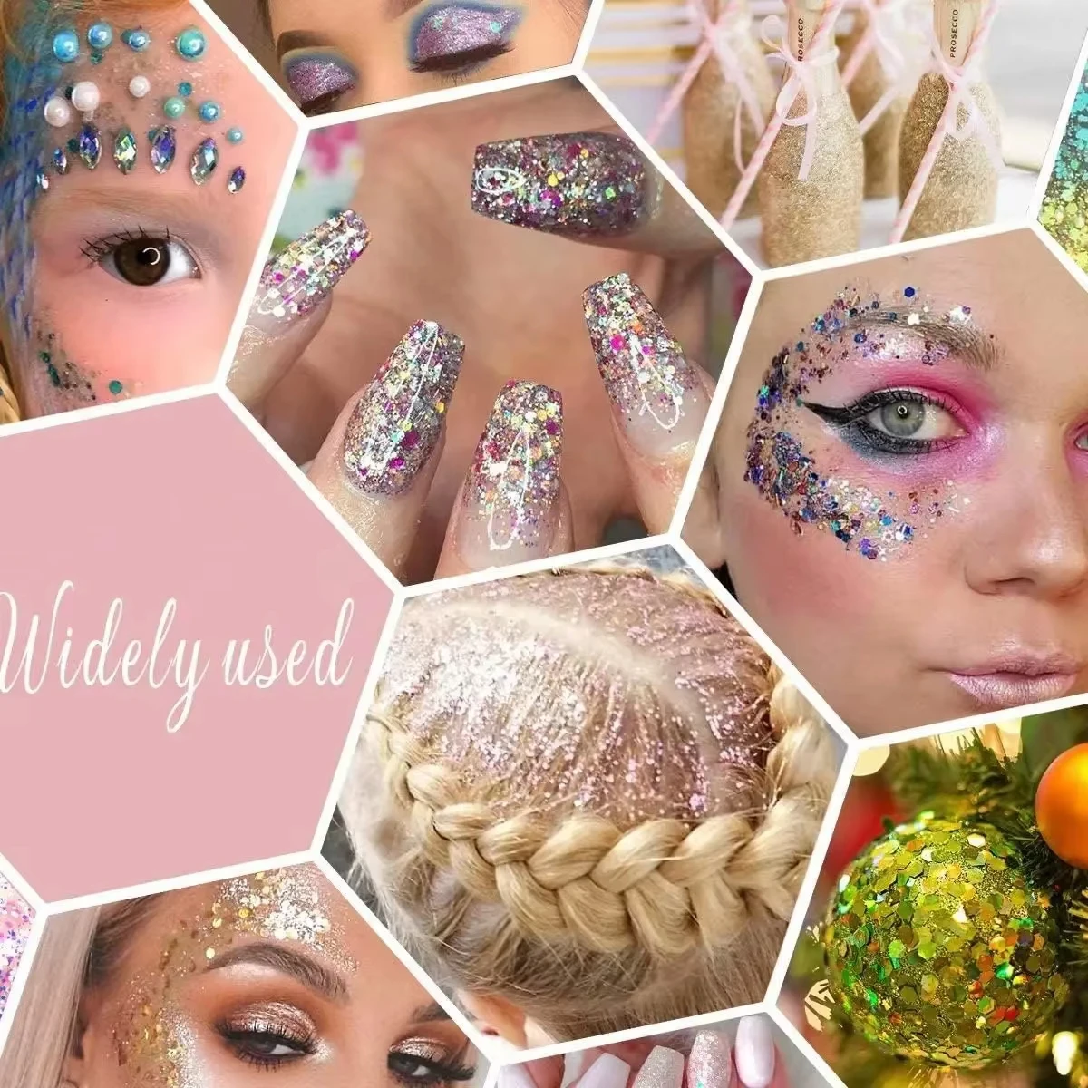 50g Mix Size Hexagon Bling Nail Glitter Sequins Chunky Manicure Glitter Nail DIY Handmade Bottle And Crafts Glitter Pigment