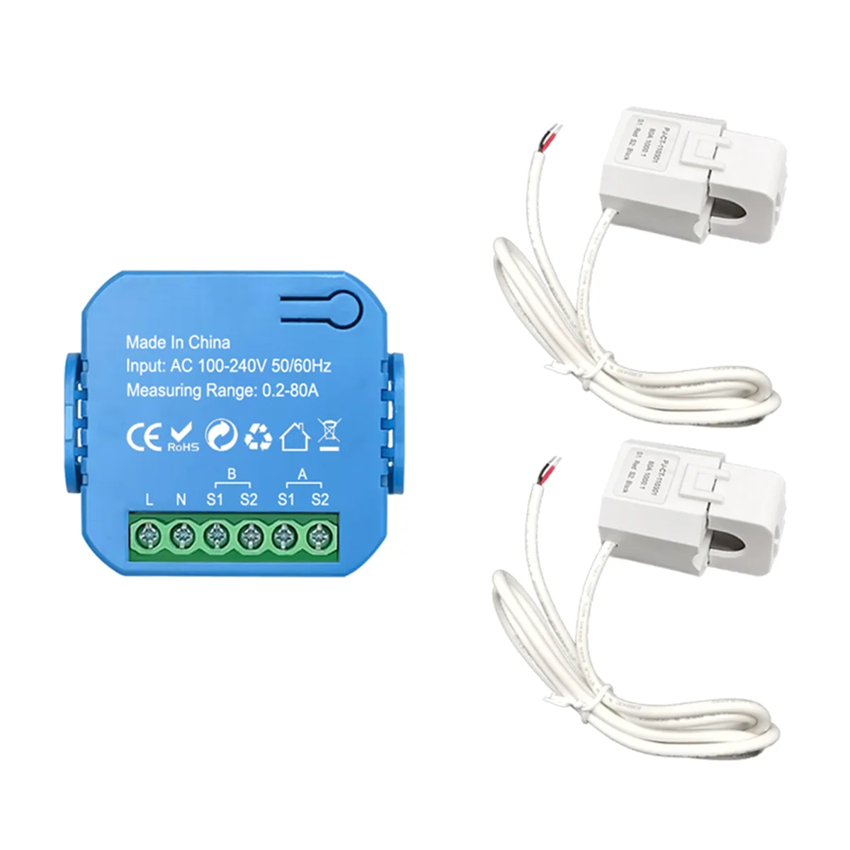 Tuya Smart 2 Way WiFi Energy Meter Bidirection 1/2 Channel with Clamp App Monitor Solar Produced and Consumed Power 1CT