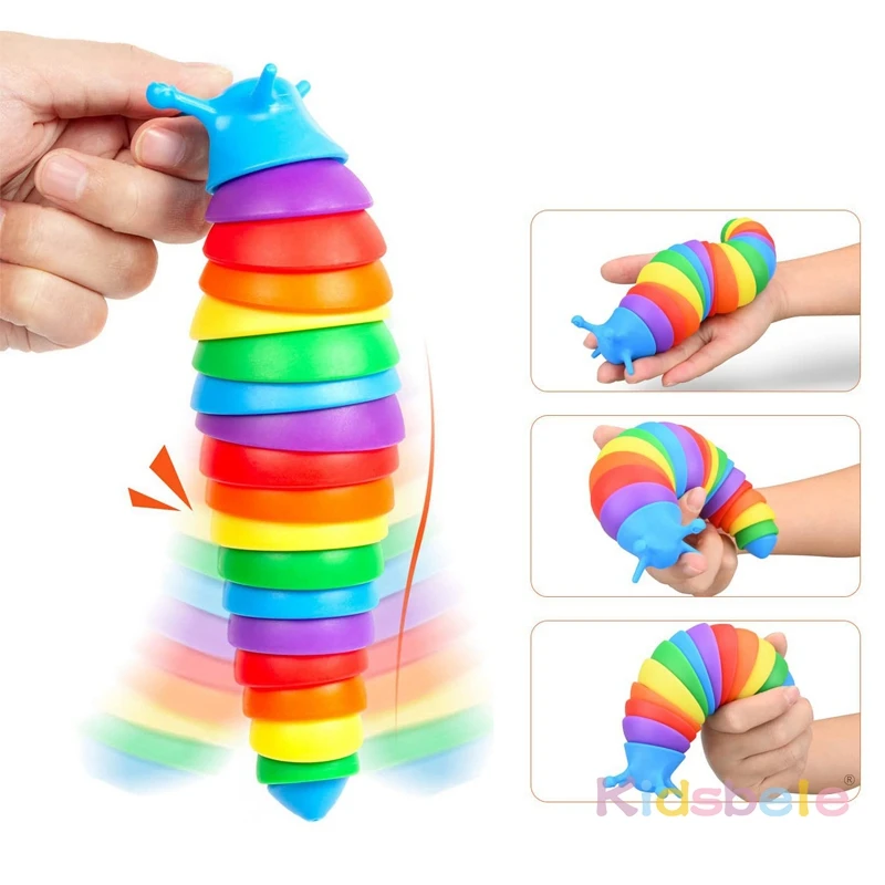 أطفال ملون الحسية سبيكة تململ لعبة أطراف الأصابع الغزل الضغط لعبة هدايا حفلة عيد ميلاد سبيكة كاتربيلر لعبة الضغط #5