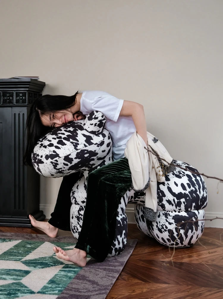 Pony Chair Dalmatiner Mittelalter Single Ch Air Rindsleder Pony Cha ir Creat ive Ornament Freizeit So fa