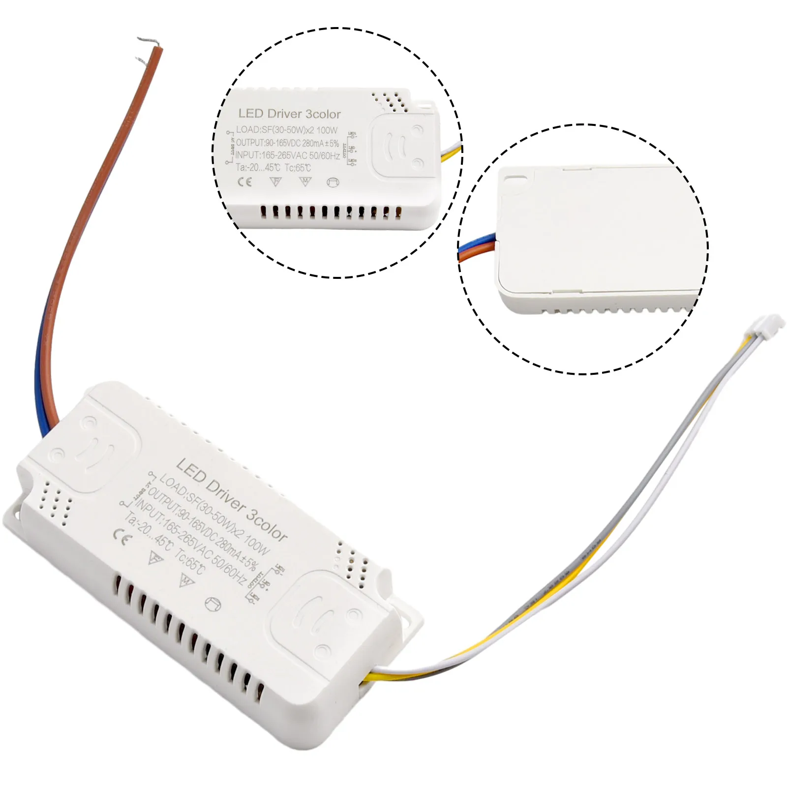 Adapter LED Driver 260-280mA 3 Color 50-60HZ AC165-265V For LED Lighting Non-Isolating Replacement Transformer