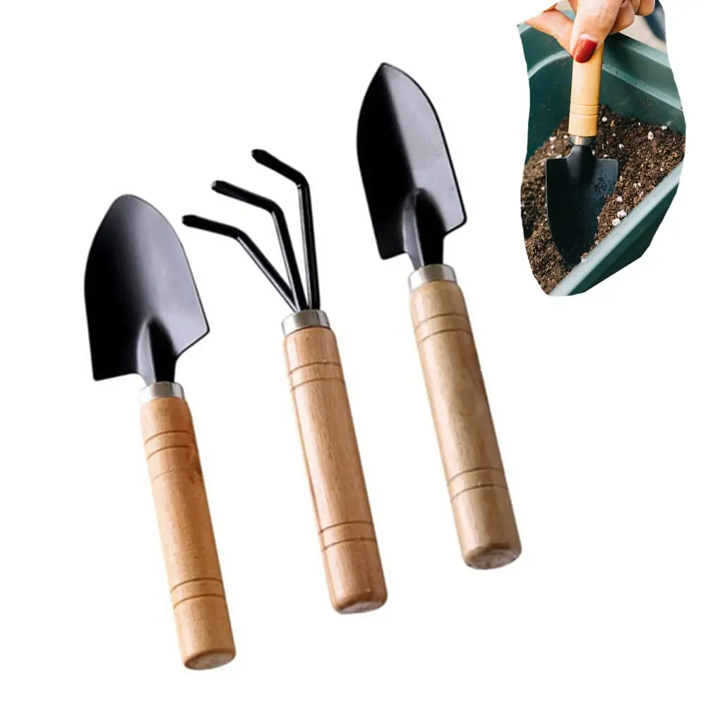 1set/3pcs Small Garden Tools for Gardening - Planting Tools Set with Small Garden Shovel Hand, Ergonomic Hand Rake