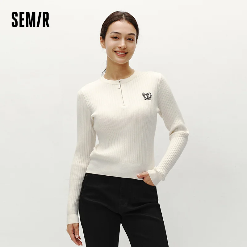 Semir bestickter Pullover für Damen, 2025, Winter, kurzer Stil, lässige Mode, Strickwaren, bequemes Oberteil, schmale Passform