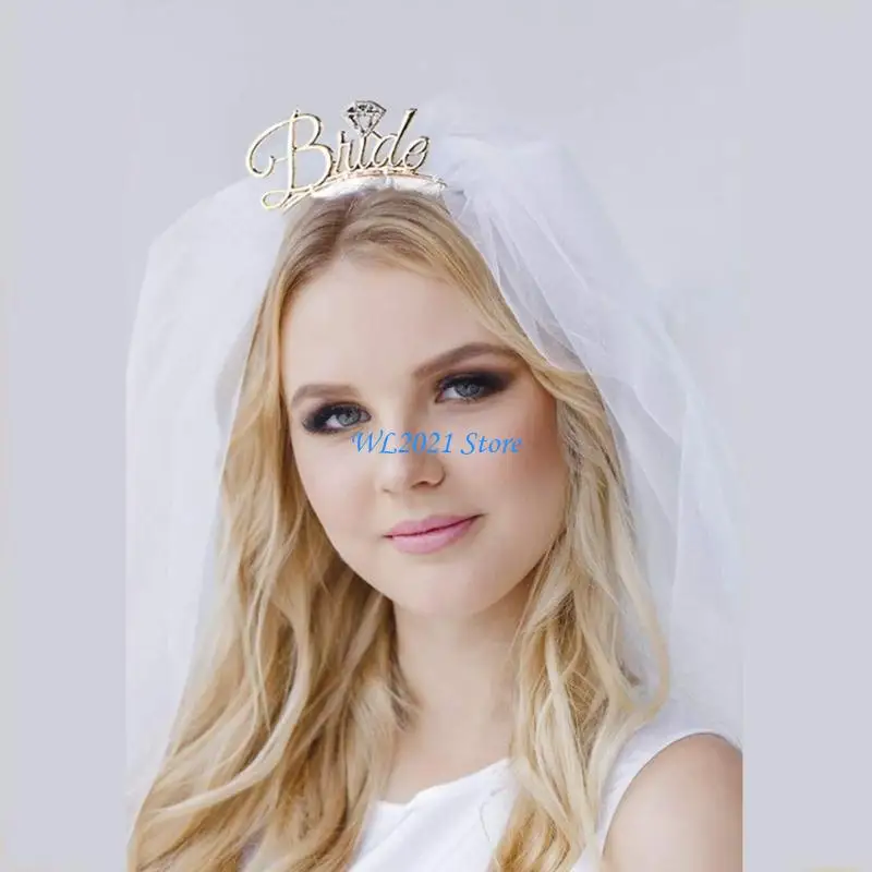 

G5GC Bride Veil Headband for Bridal Shower Wedding Headpiece for Bride Beach-Party Headdress Bachelorette Party Crown-Tiara