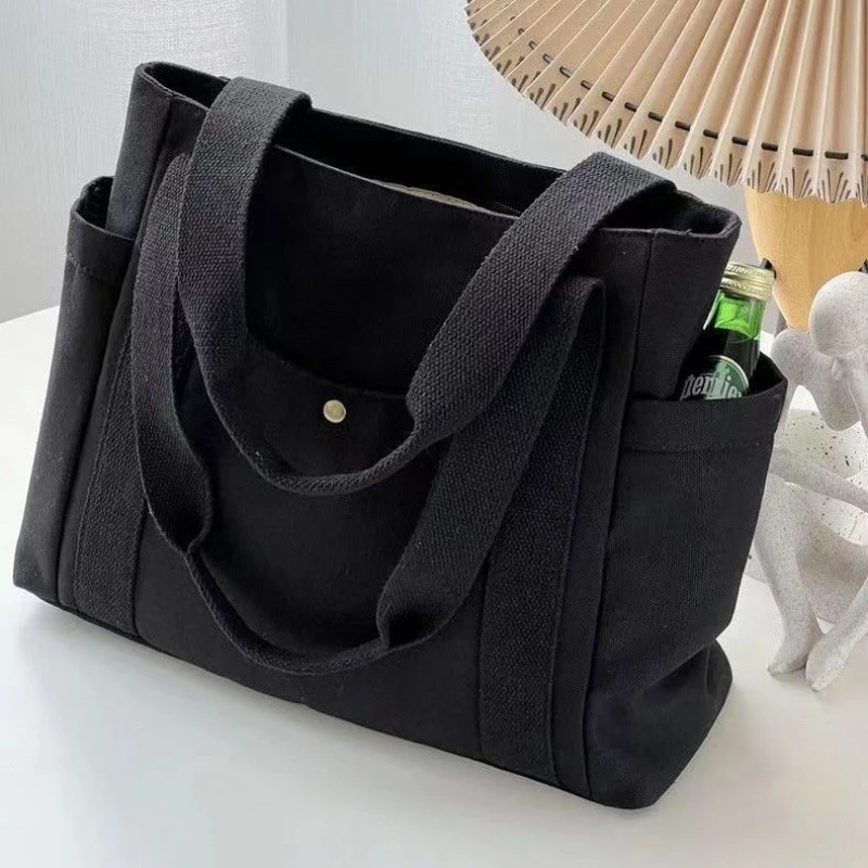 Bolsas de lona de gran capacidad para el trabajo, bolso de transporte para ir al trabajo, estilo universitario, traje de estudiante, bolso de hombro para libros, bolso de compras