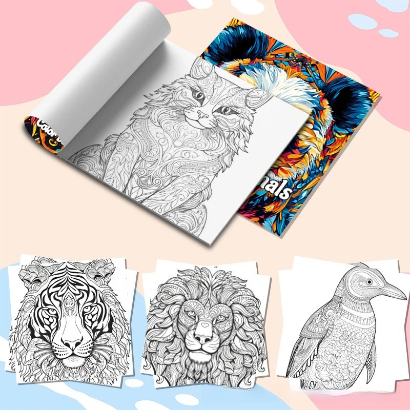 Exquisite Animal Panda Coloring Book Coloring Based on Color Book Adult Painting Book Coloring Book Children's Thickened