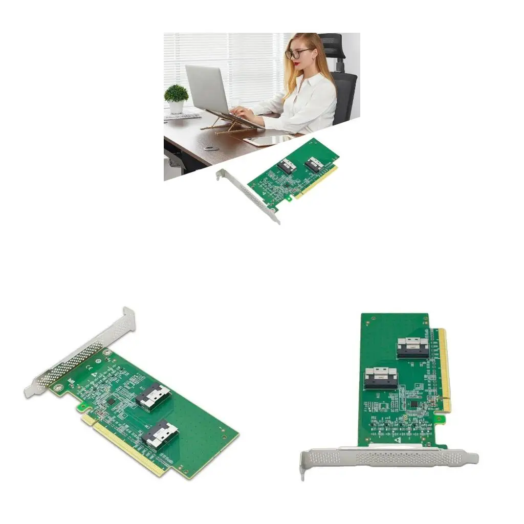 Reliable PCIe x16 Adapter Featuring 2 SlimSAS SFF 8654 8i Interfaces Adapter for PC Data Center Essential Component