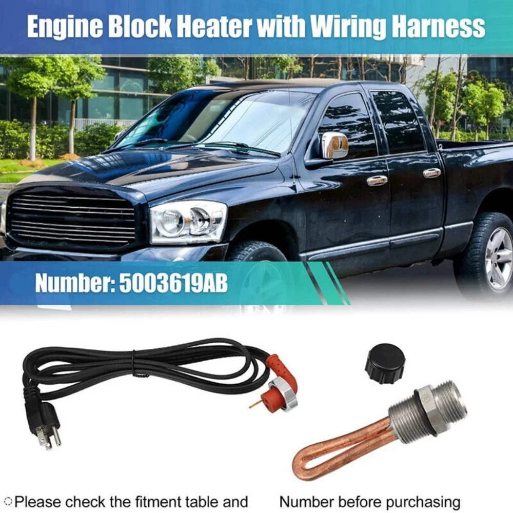 

Engine Block Heater Kit For 98-07 Dodge Ram 2500 3500 5.9L 6.7L Cummins Diesel