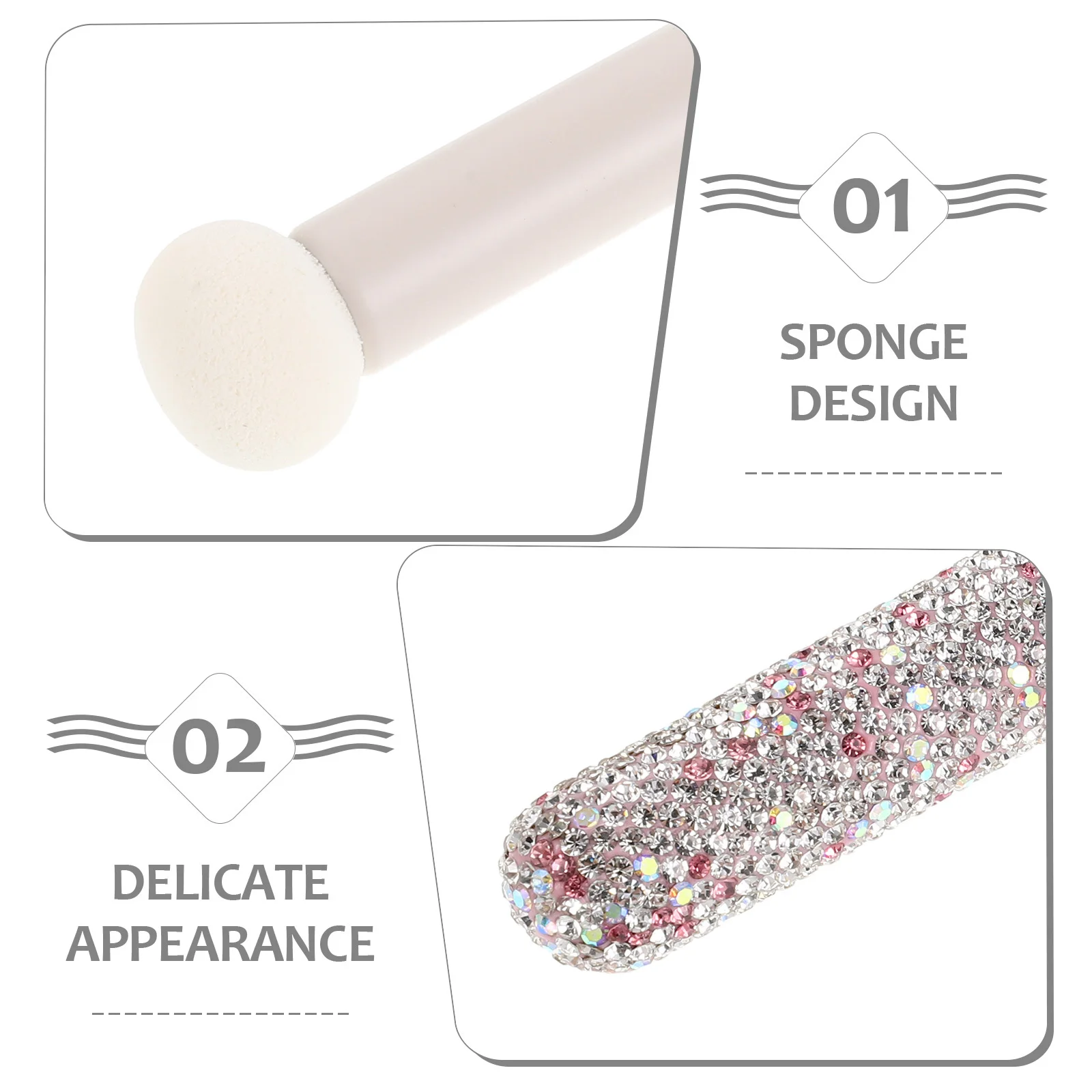 Brocha de maquillaje con mango de diamantes de imitación, esponja para corrector en polvo, herramienta de belleza de mezcla portátil, aplicador de esponja para base