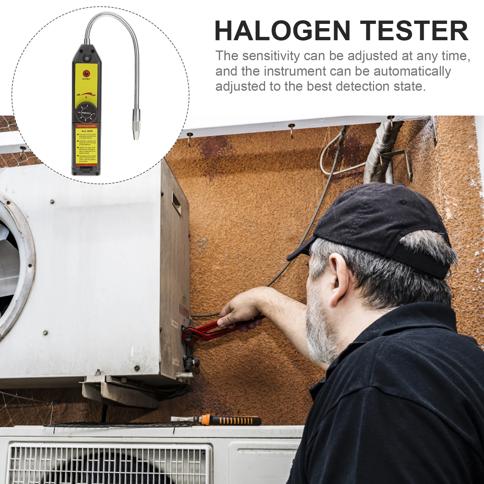 Gas HVAC Tools Clearance Kältemitteltester für Klimaanlage, gelbes Abs-Halogen