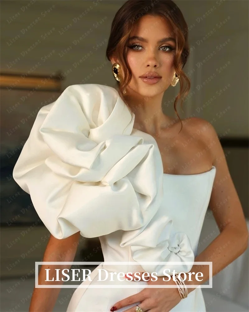

Liser Modern Ivory Short Prom Cocktail Dress Pleats One Shoulder A-Line Mini Wedding Party Gowns Customized שמלת חתונה