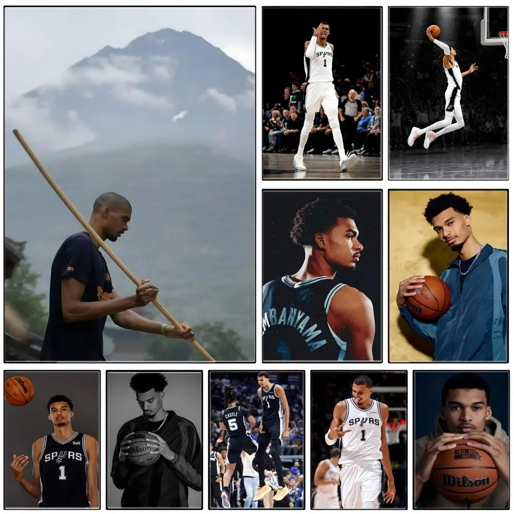 Basketball Icon The Alien W-Wembanyama Poster  Self-adhesive Art Waterproof Paper Sticker Coffee House Bar Room Wall Decor