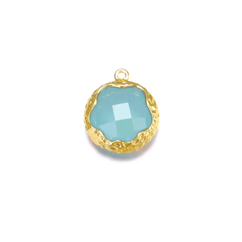 4 pièces 14x16MM haute qualité Champagne couleur or laiton coloré verre rond fleur breloques pendentifs bijoux à bricoler soi-même accessoires