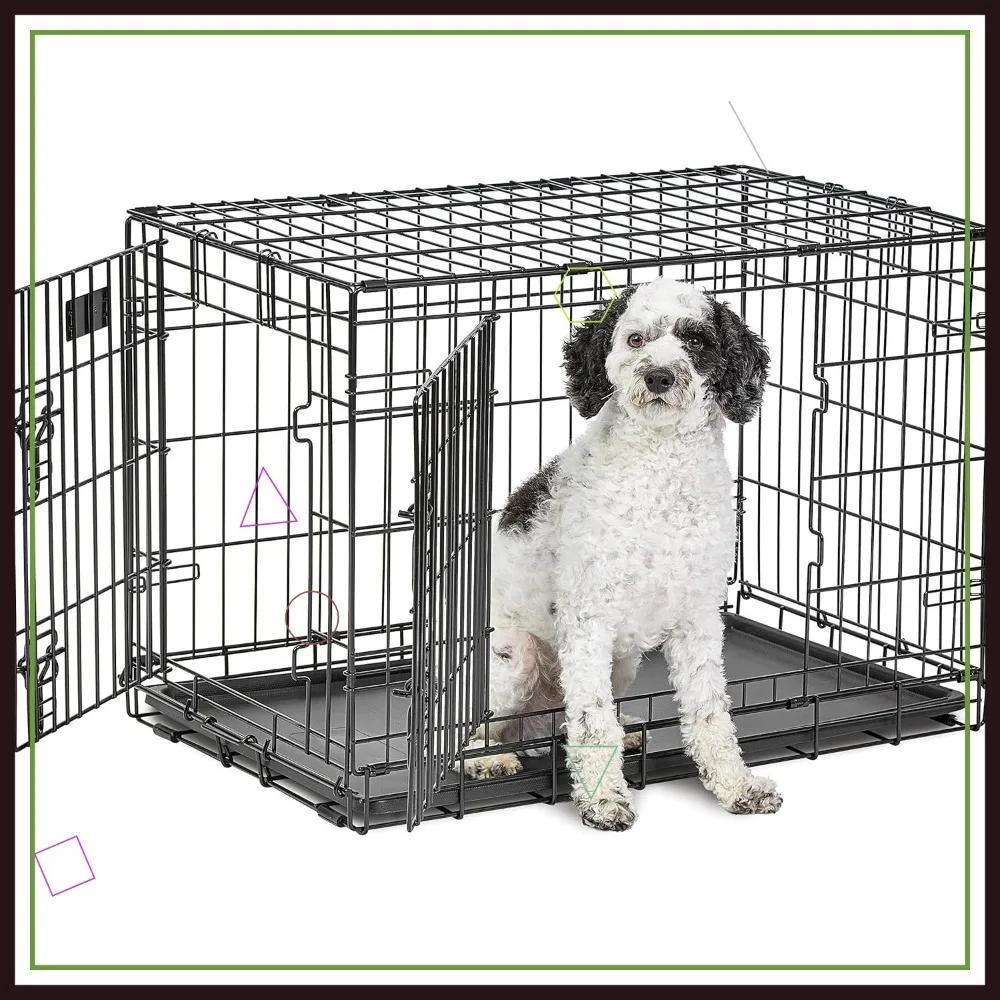 

Средний ящик для собак с двойными дверцами, герметичная кастрюля, перегородка, легкая складная конструкция для путешествий и хранения