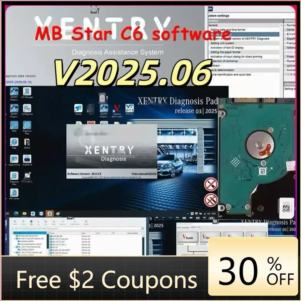 

2025.06 НОВЫЙ инструмент диагностики программного обеспечения MB Star C6 HDD SSD DAS Xentry Full Softwares D T.S, WIS, EPC,VE-DIAMO для MB STAR SD C6
