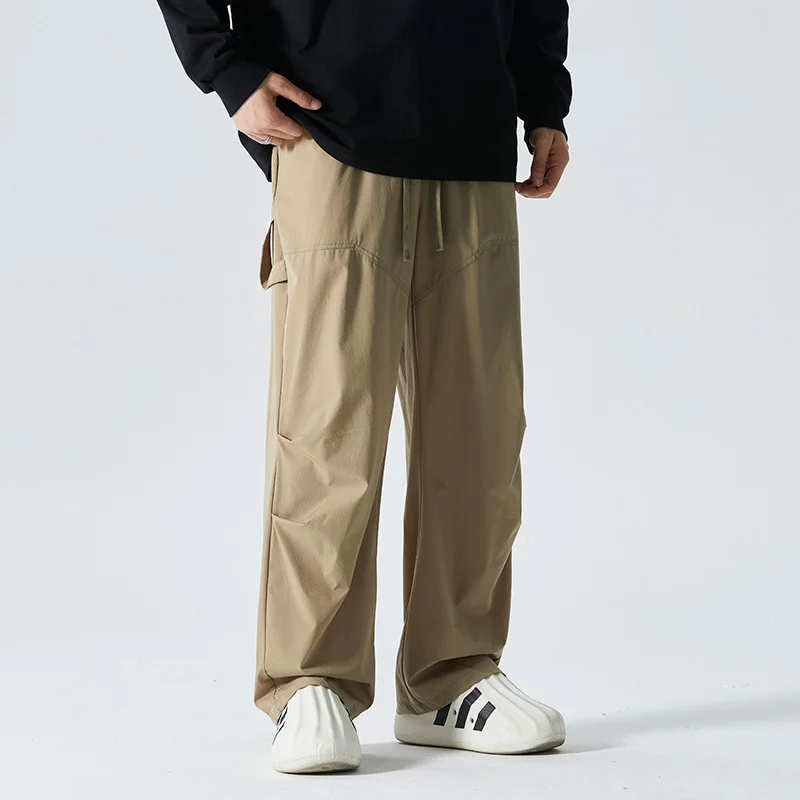 Men\'s Retro High Streetwear Cargo Pants Men Loose Straight Casual Sweatpants Joggers Summer Thin Men Trousers Hip Hop Male Pant