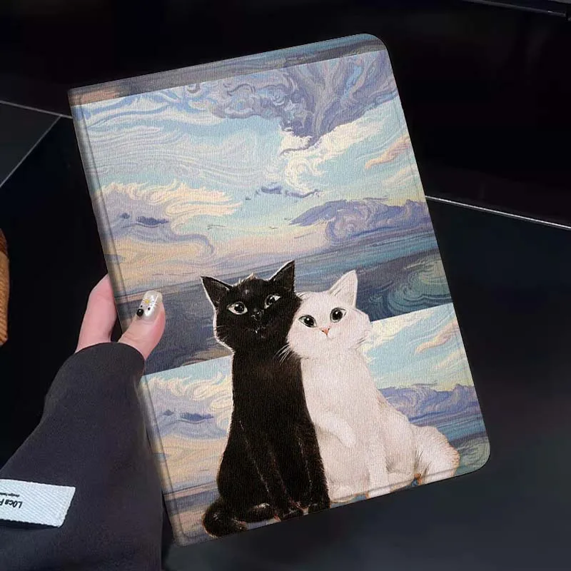 

Cartoon Black White Cats Tablet Case For Huawei Honor MatePad MediaPad Air 5 6 7 11 V6 V7 V8 V9 X9 X8 T10 T10s C5e T5 Gift