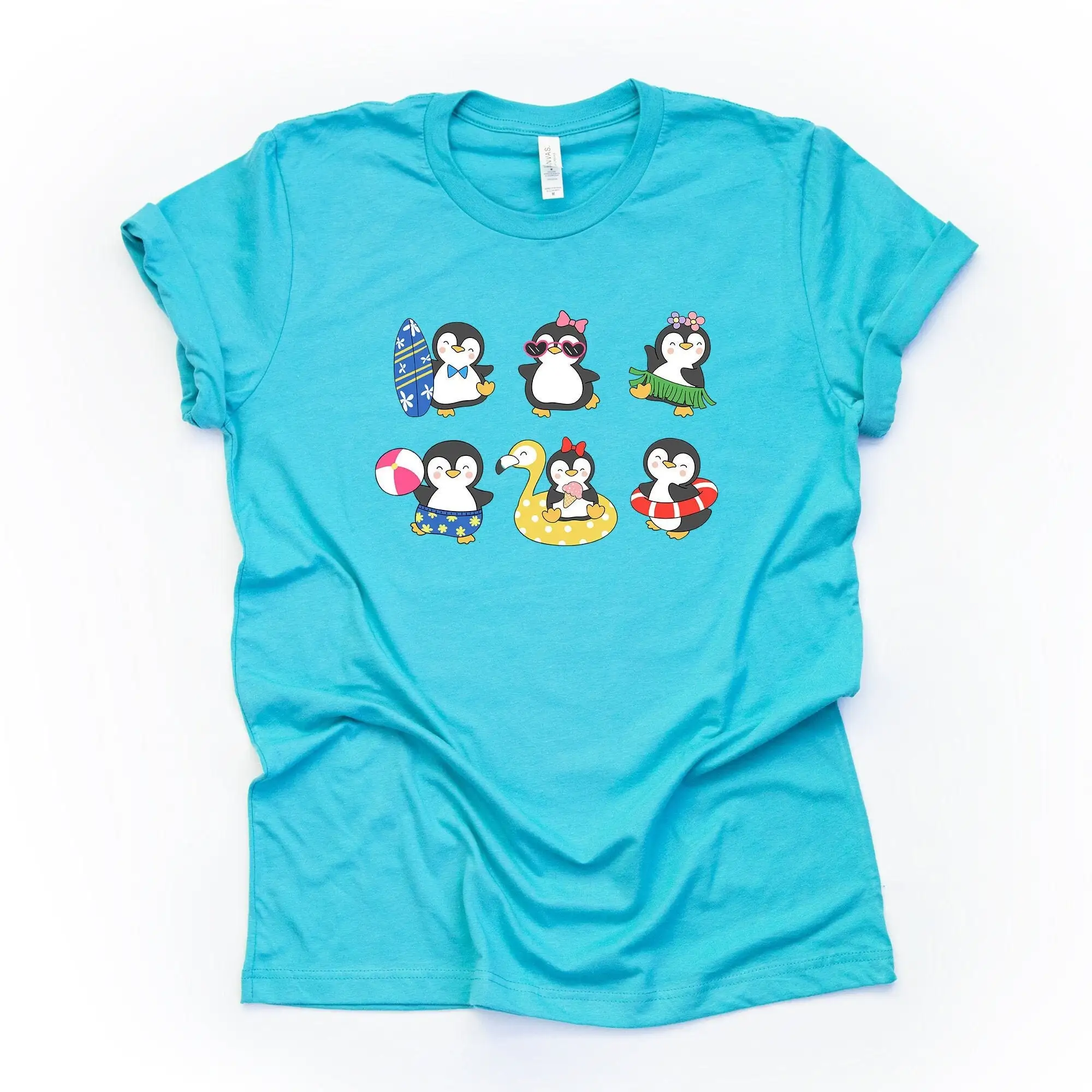 Summer Penguins Ready For Beach Pool And Design Premium Unisex Shirt 3 Color Choices 2X 3X 4X Plus Sizes Available