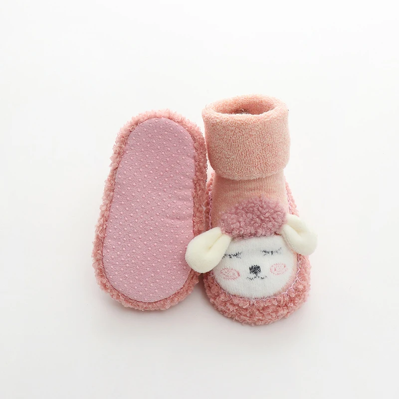 0-2Y Baby Boys Girls Winter Warm Socks Shoes Infant Thickened Loop Warm Cozy Tube Socks Soft Sole Toddler Non-Slip Floor Socks