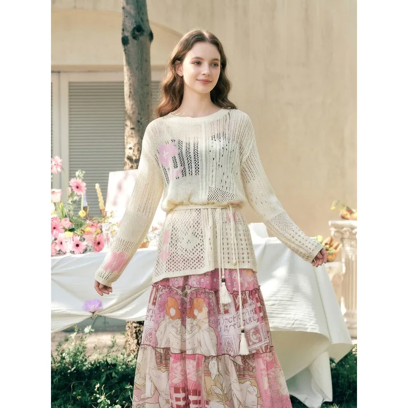 Glazed Summer Knit Pullover with Cut-Outs – Wearable as a Blouse in Spring