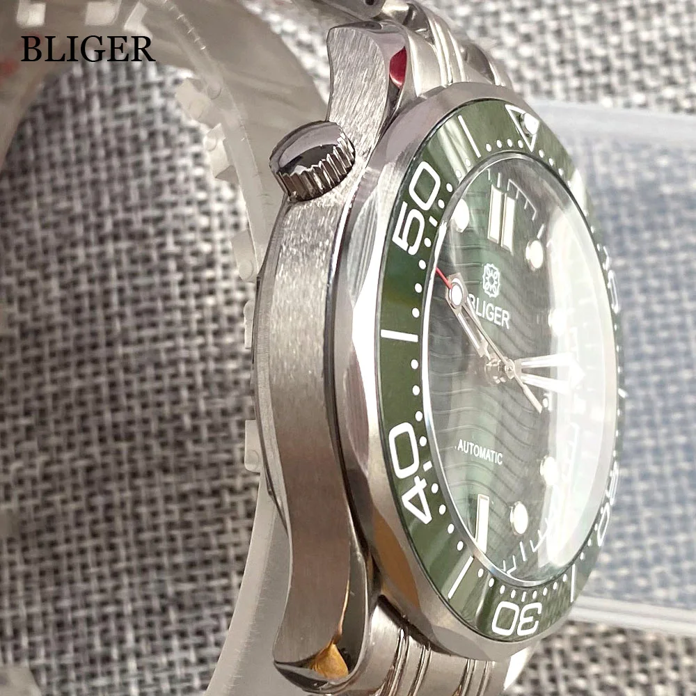 Imagem -04 - Bliger-relógio Mecânico com Mostrador Verde para Homens Nh35a Miyota 8215 Pt5000 Vidro de Safira Marca Luminosa Moldura Universal 41 mm Novo