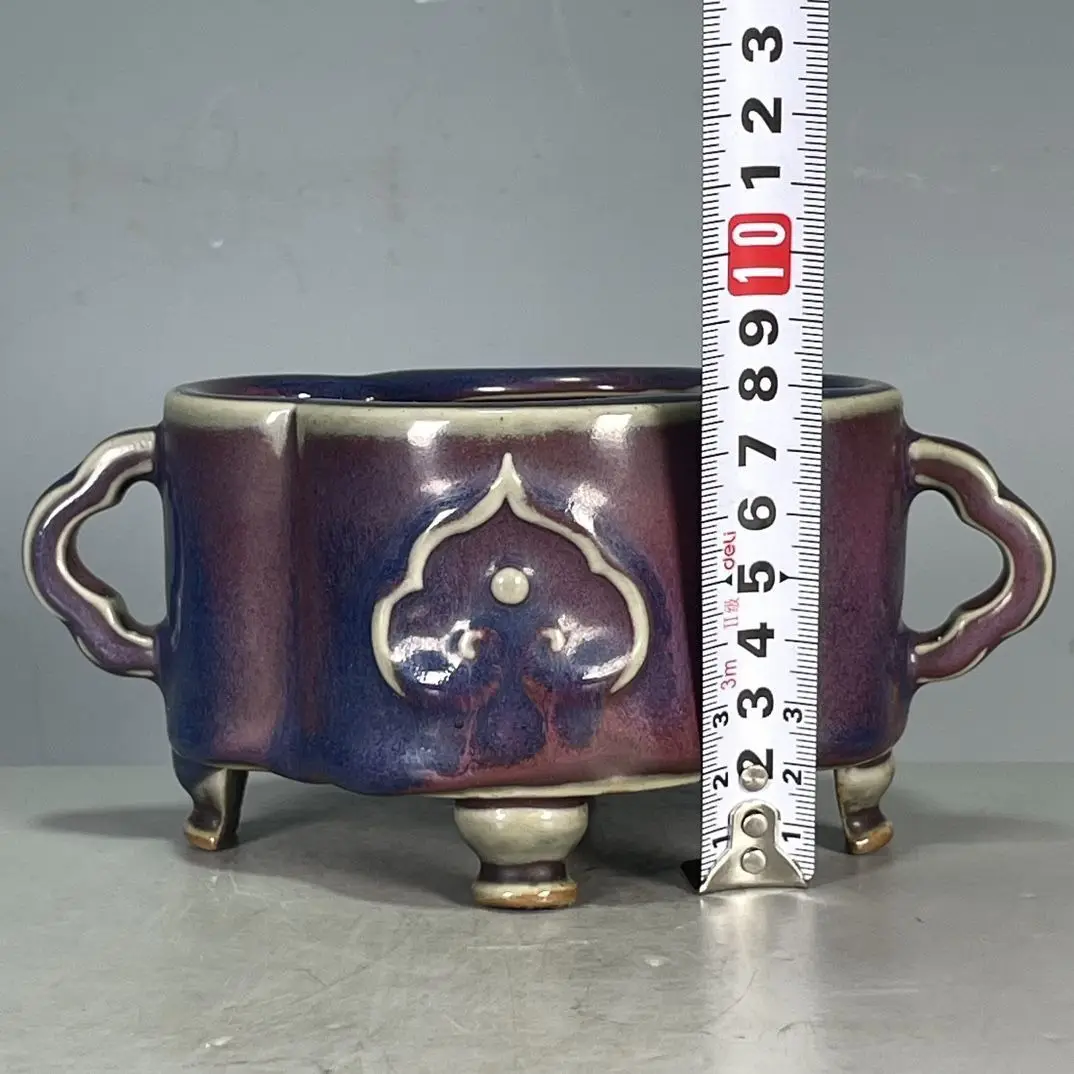 Song Jun Porcelain Incense Burner Flower Mouth Shape Transmutation Glaze Chinese Antique Collectible Ceramic Censer