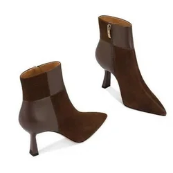 FHC New Wool Flock Women Ankle Boots/Booties,Short Botas,Winter Shoes,Pointed Toe,Side Zip,Black,Brown,34-43,Dropshipping