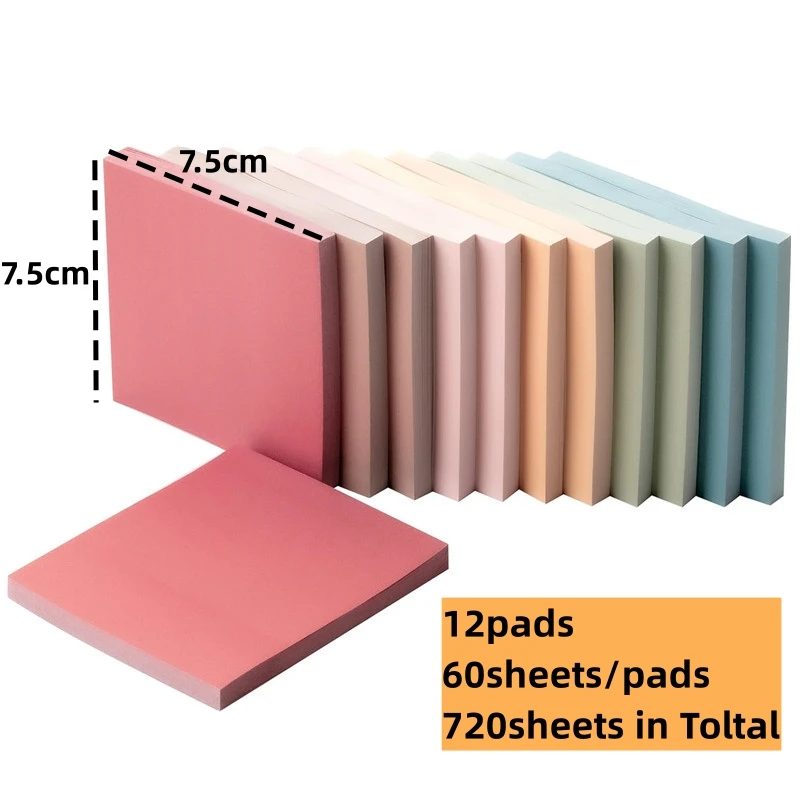 12Pads 7.5*7.5 Notepad Index Sticky Notes Kawaii Stationery Supplies Note Stationery Office Accessories Notebook Scratch Paper