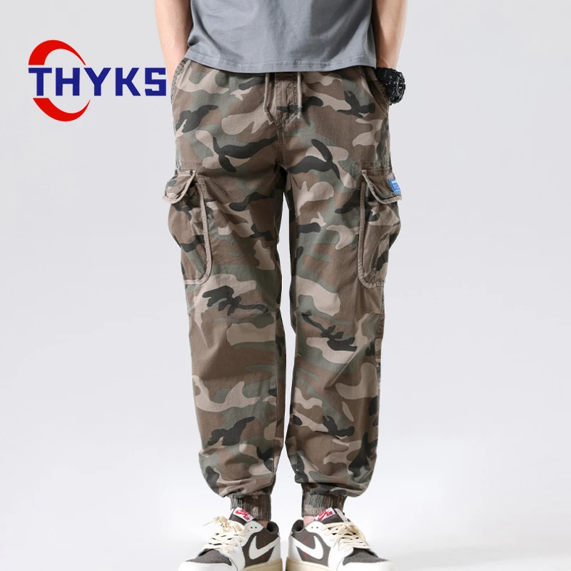 

Men Camouflage Overalls Loose Outdoor Comfortable Hiking Pants Elastic Waist Sports Leisure Camping Trousers Moletom Masculino