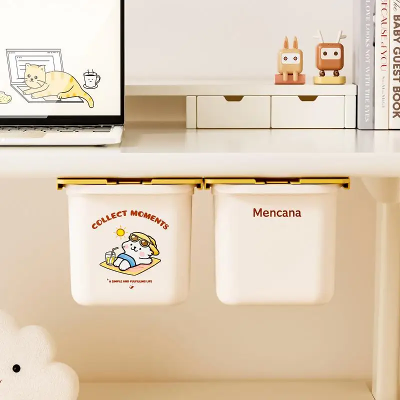 1Pcs Hanging Drawer Style Invisible Miscellaneous Storage Box With Trash Can Under The Table, No Punching Small Paper Basket