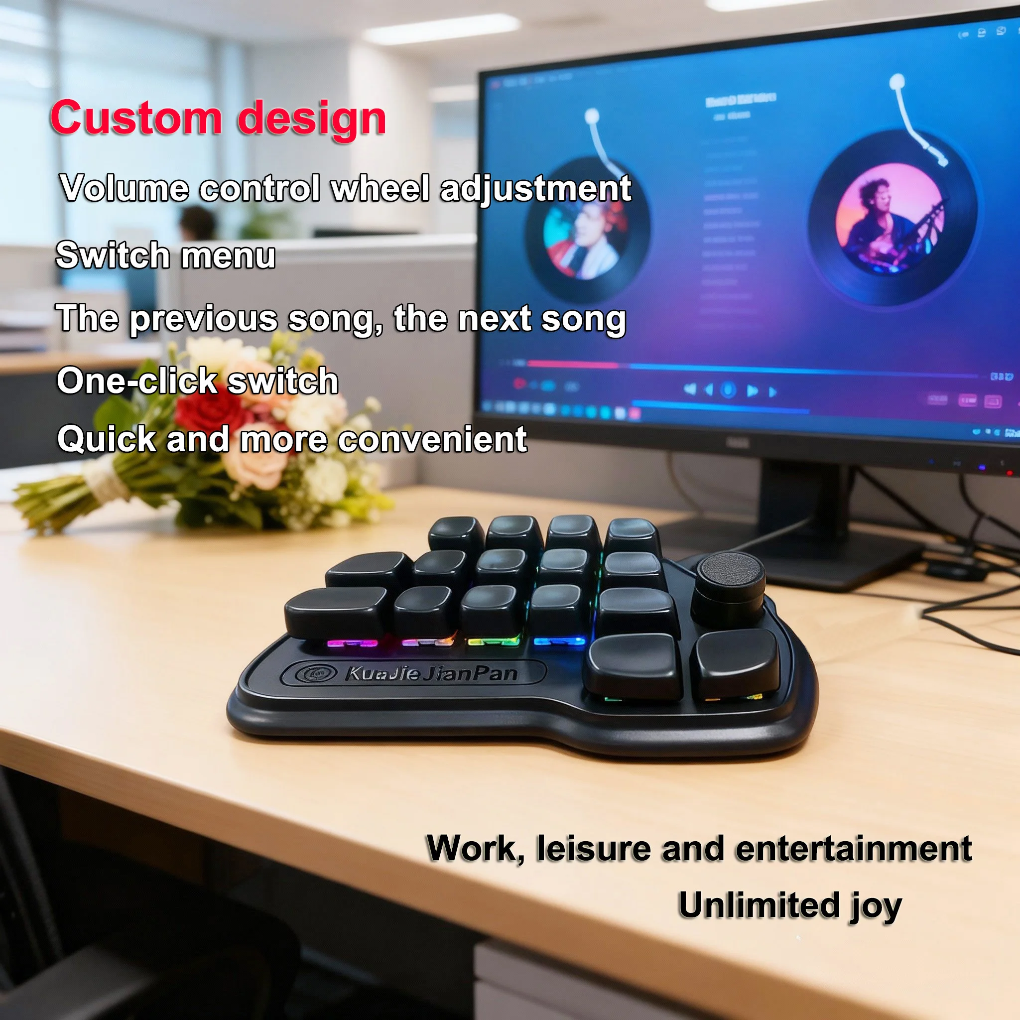 

17-key customizable numeric keypad, plug-and-play, supports hot swapping. Office, design, entertainment, one-click convenience