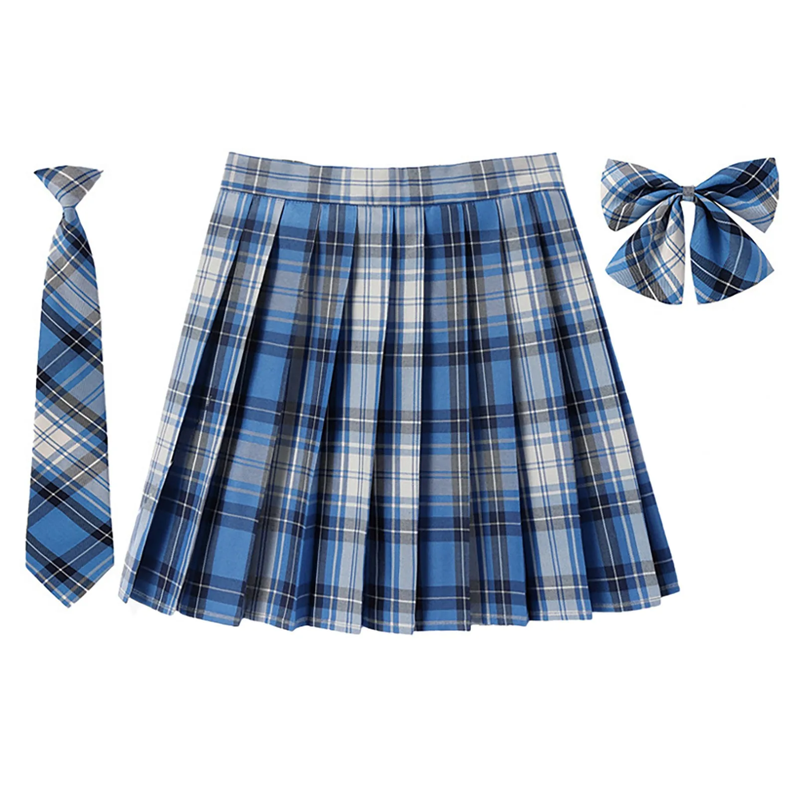 Beauty 2024 Women Plaid Pleat Skirt With Necktie Bowtie Preppy Japanese School Girls New Autumn Winter Preppy Style Mini Skirt