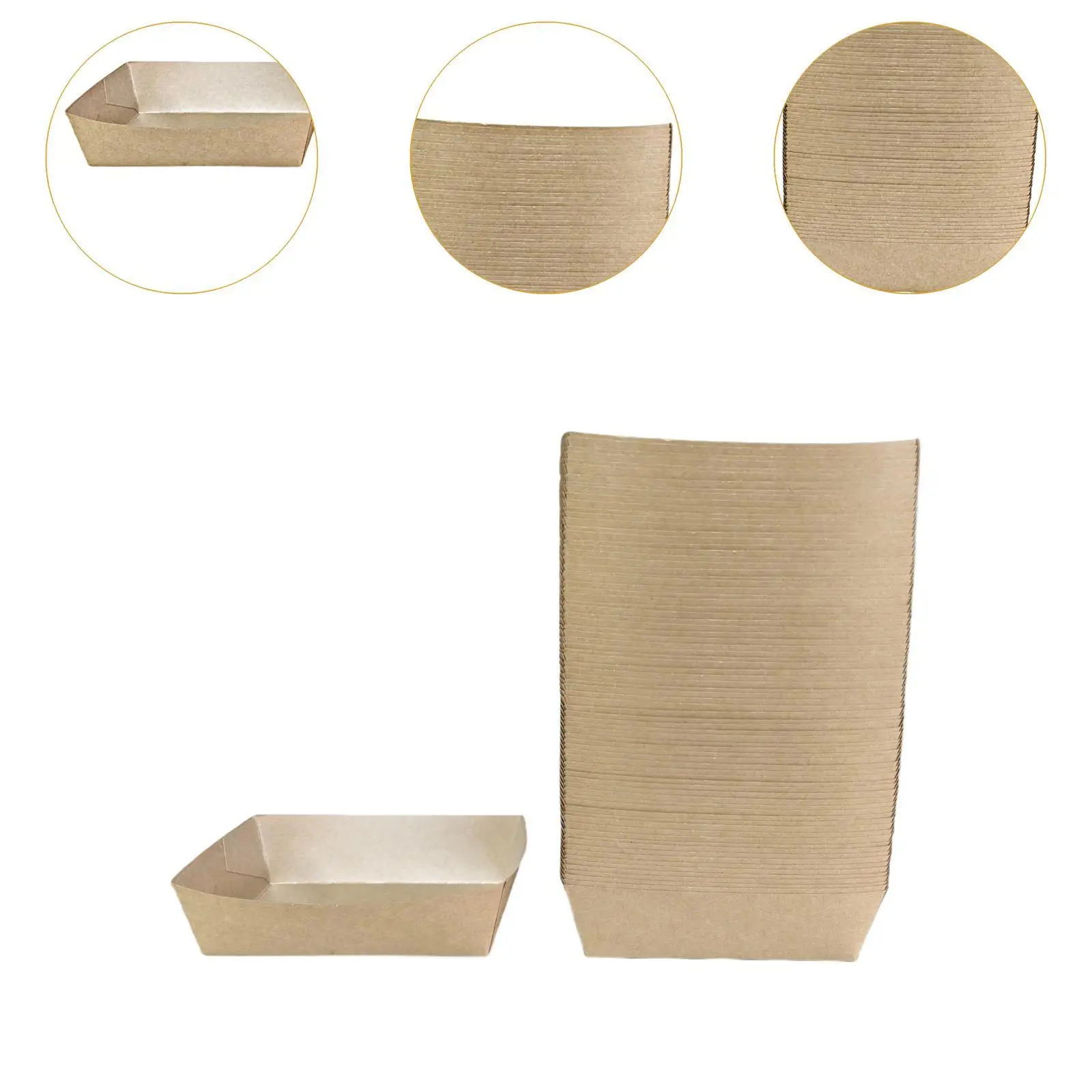 Portable Kraft Paper Serving Trays Durable Disposable Boats for French Fries Sandwich BBQ Popcorn