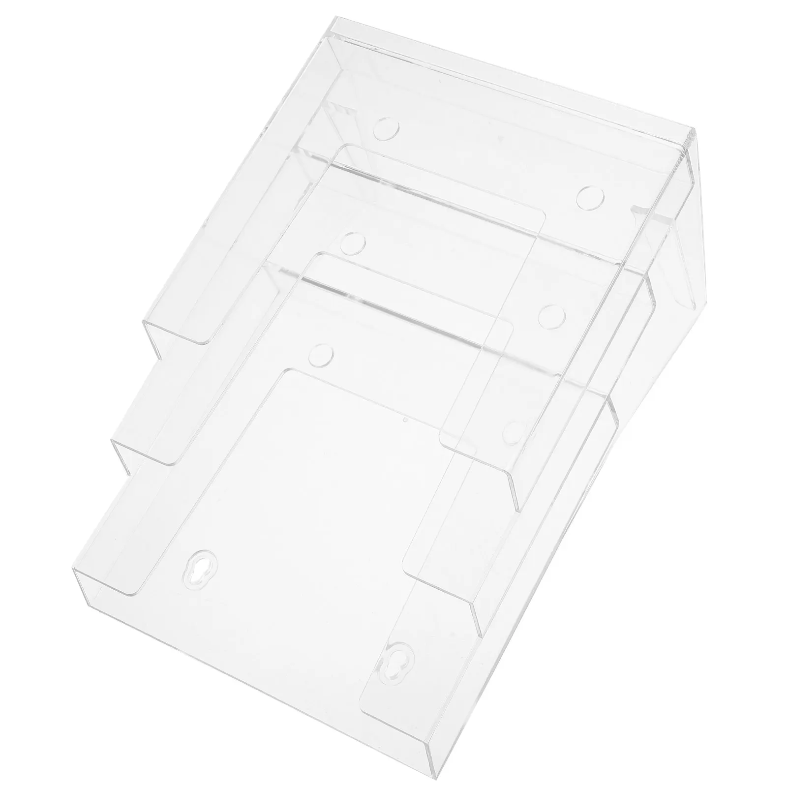 2Pcs Acrylic Brochure Holder Wall Mounted Paper Organizer Stand No Drill Setup Clear Display Stand Magazine File Holder