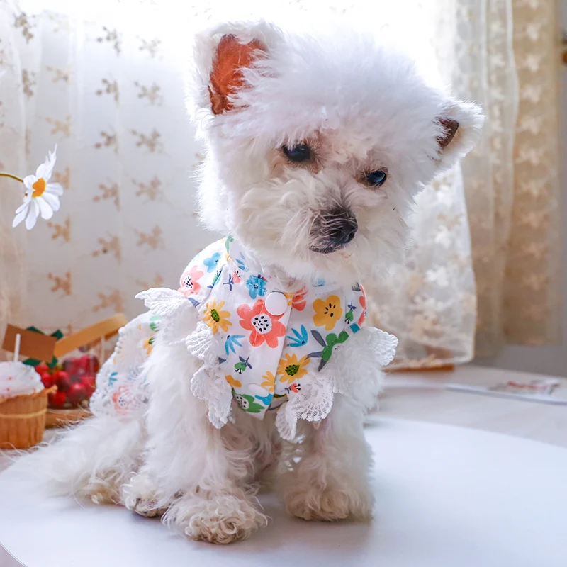 1PC Pet Apparel Dog Spring/Summer Thin Floral Princess Dress Breathable and Comfortable Daisy Flowers For Small Medium Dogs