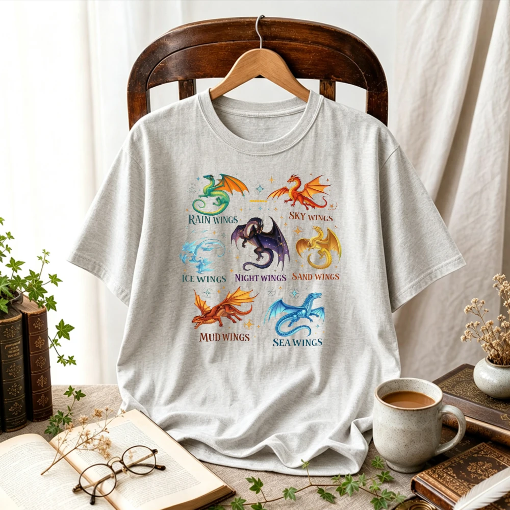 Wings of Fire Dragon Tribes T-Shirt RainWing SkyWing IceWing NightWing SandWing MudWing SeaWing Graphic Tee Unisex Book Gift Top