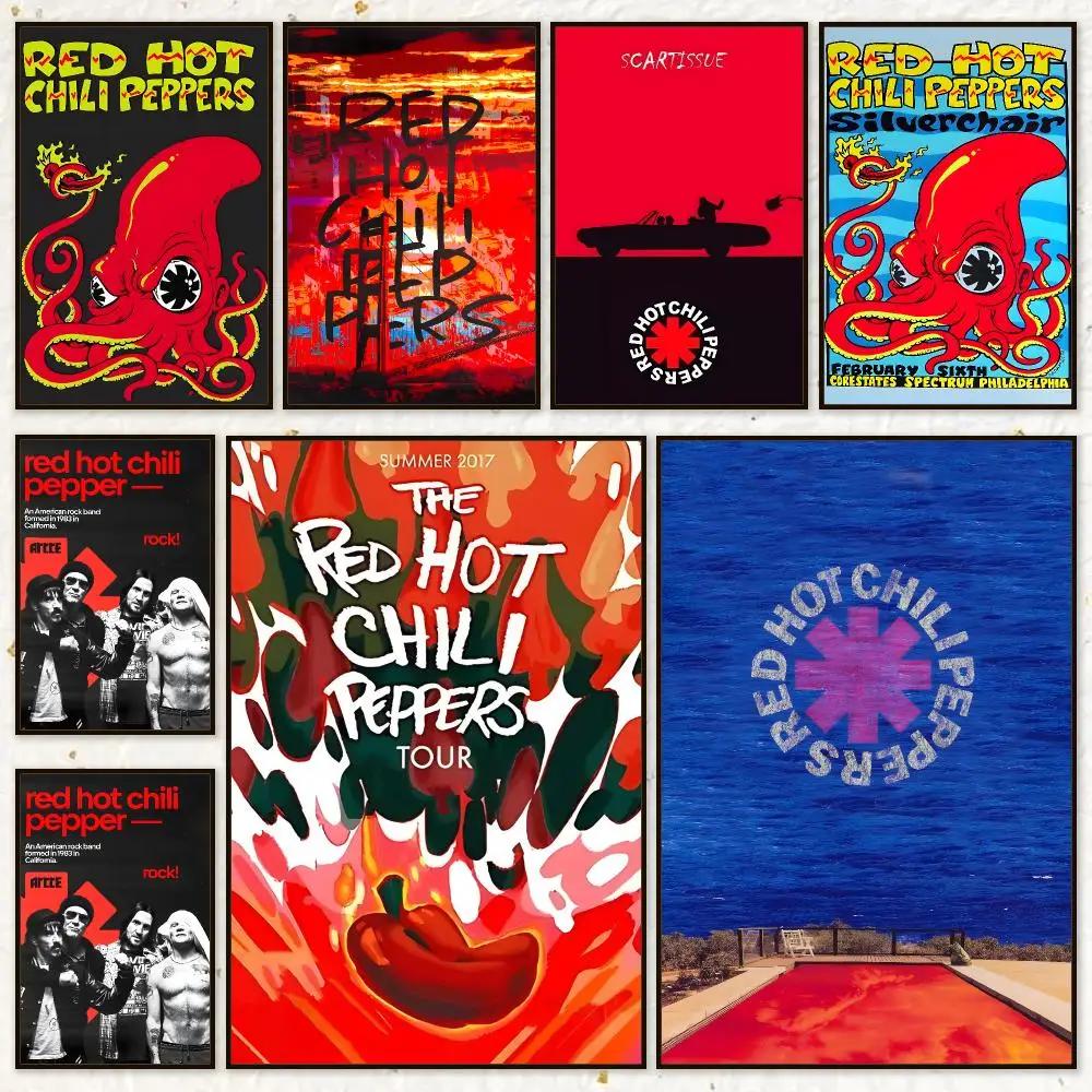 Band Rock Red Hot Chili Peppers Poster HD Waterproof Wall Art Posters Self Adhesive Bedroom Living Room Home Decor Gift