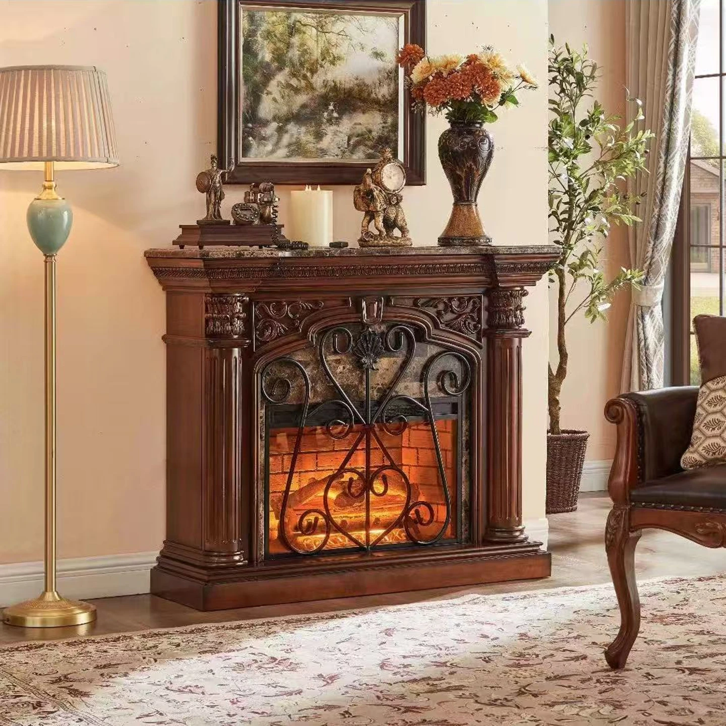 Living room entrance table Household electronic heater Wall stove Decorative cabinet