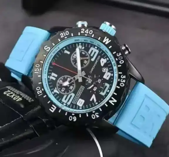 3A الرجال الفاخرة جولة الهاتفي الرجال المطاط حزام 42mm وظيفة كاملة الكوارتز ستة اليد ساعة كوارتز بكرونوغراف للرجال والنساء #3